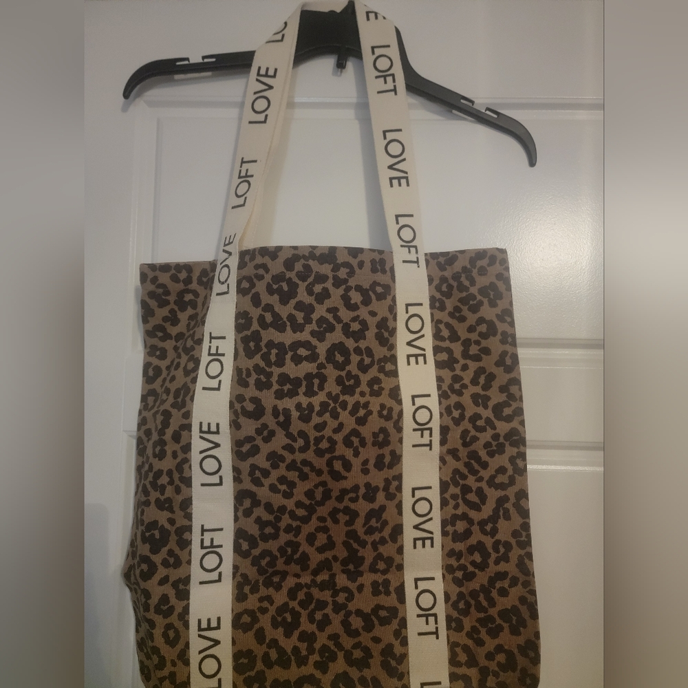 LOFT Leopard Print Tote with Logo Straps